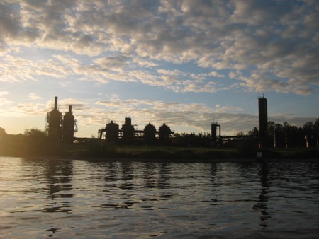 Gasworks Park skyline at sunset.