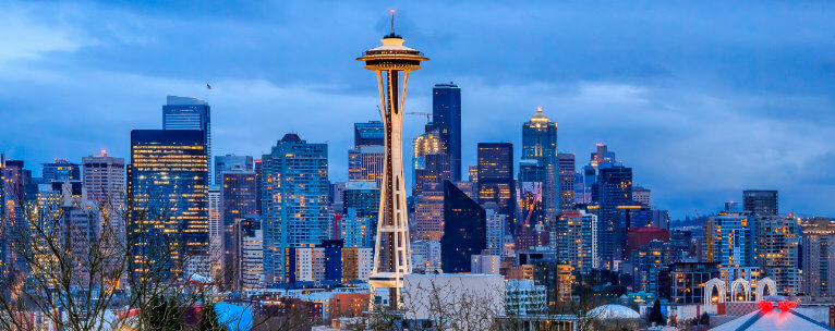 Bless international City Viewed From Queen Anne Hill, Space Needle,  Seattle, King County, Washington State On Canvas Print