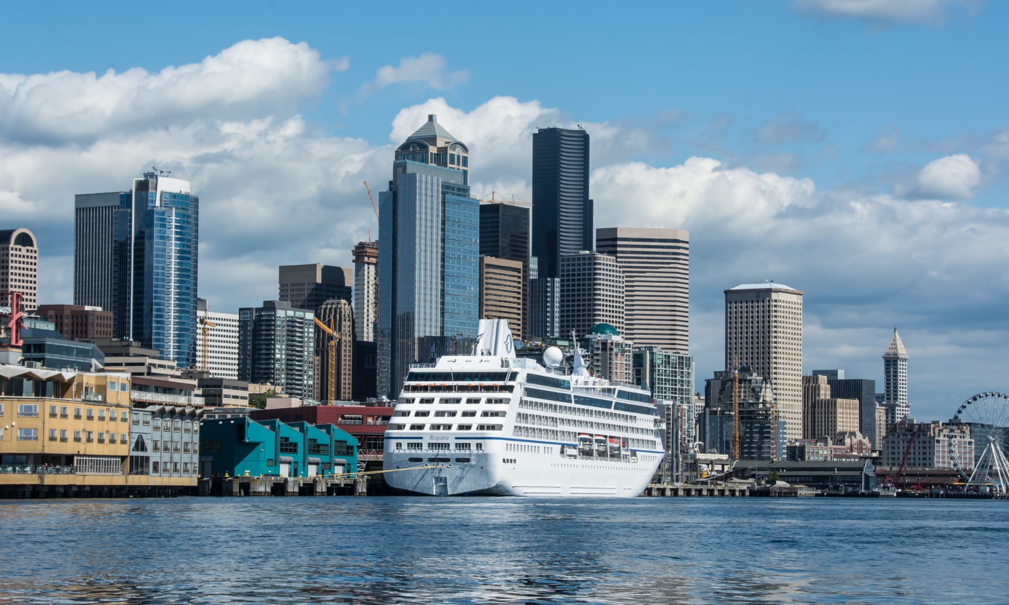 Cruise Ship Docked in Downtown Seattle