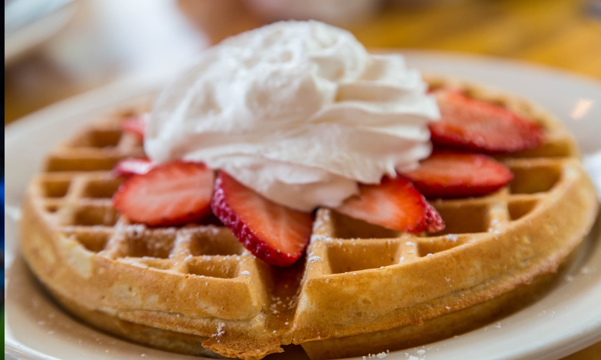 Belgian Waffle with Strawberries and Cream