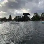 View of Union Bay with Husky Stadium in the background.