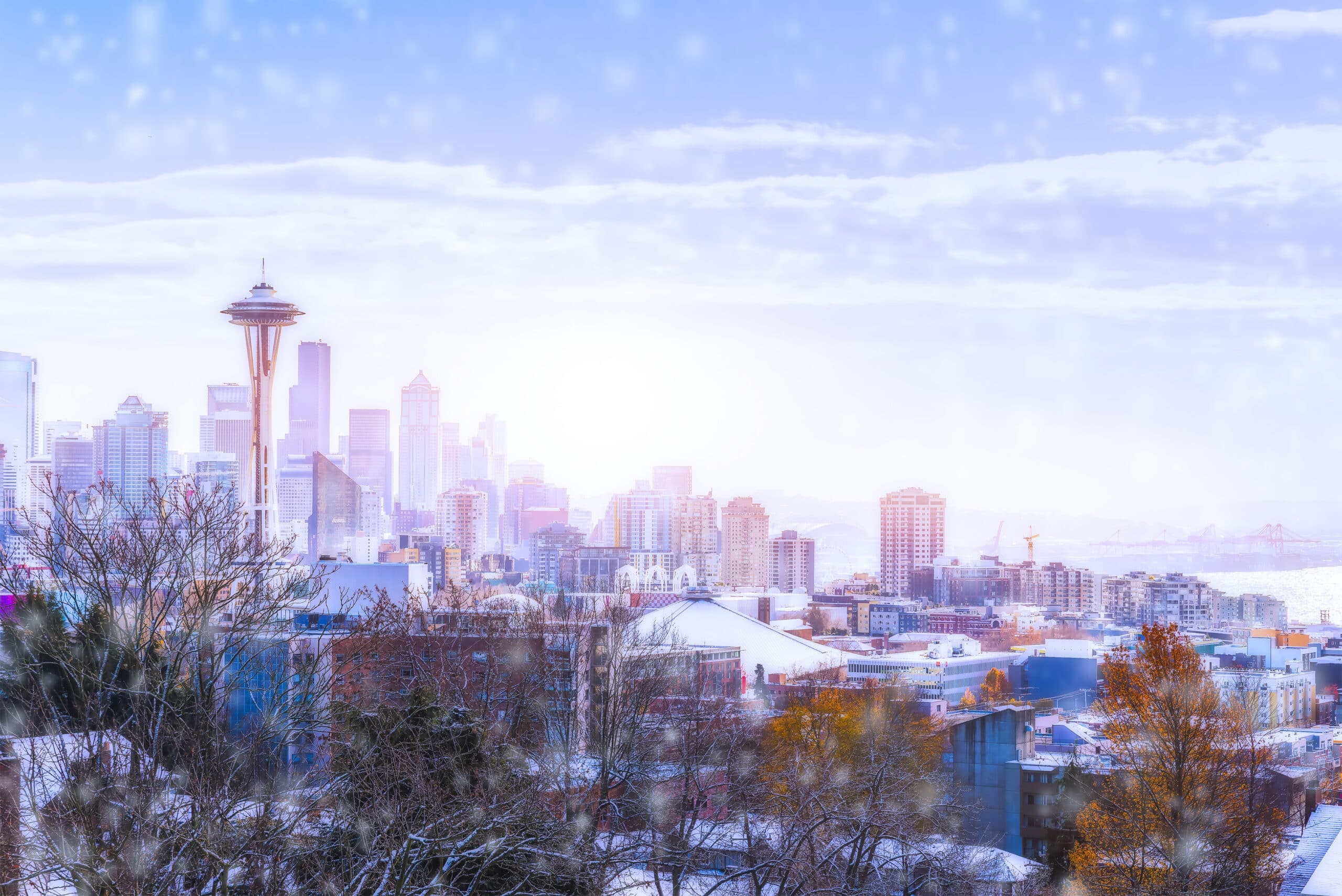 Seattle Snowstorm in Winter 