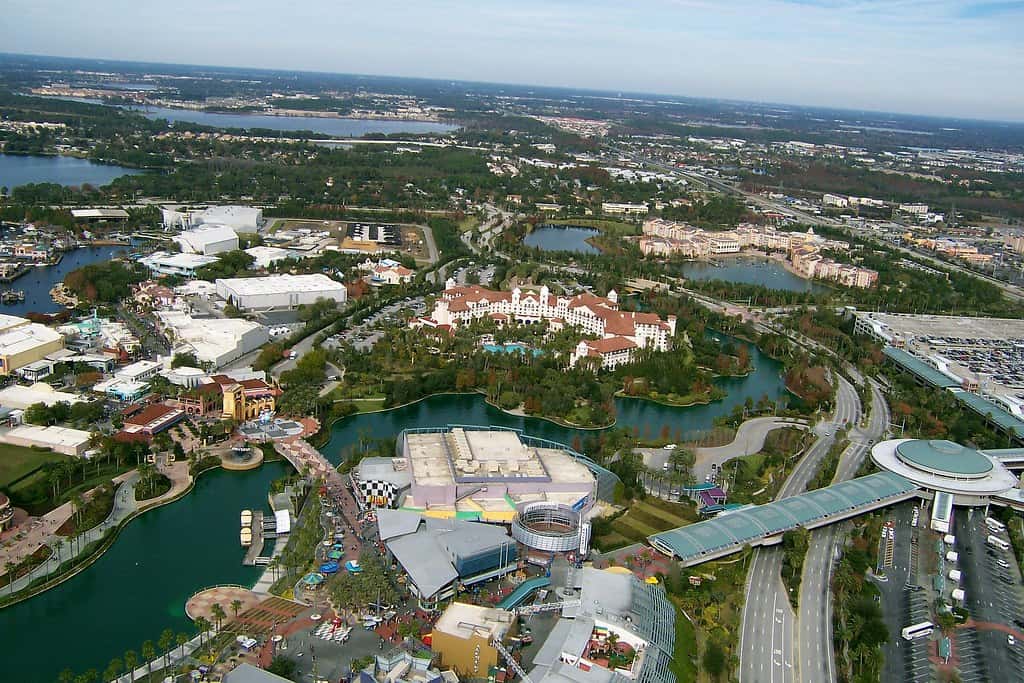 USA (Orlando, FL) Aerial view of Theme Parks