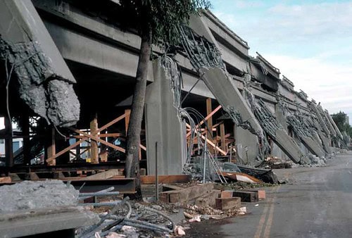 Loma Prieta earthquake damage in Oakland, 1989
