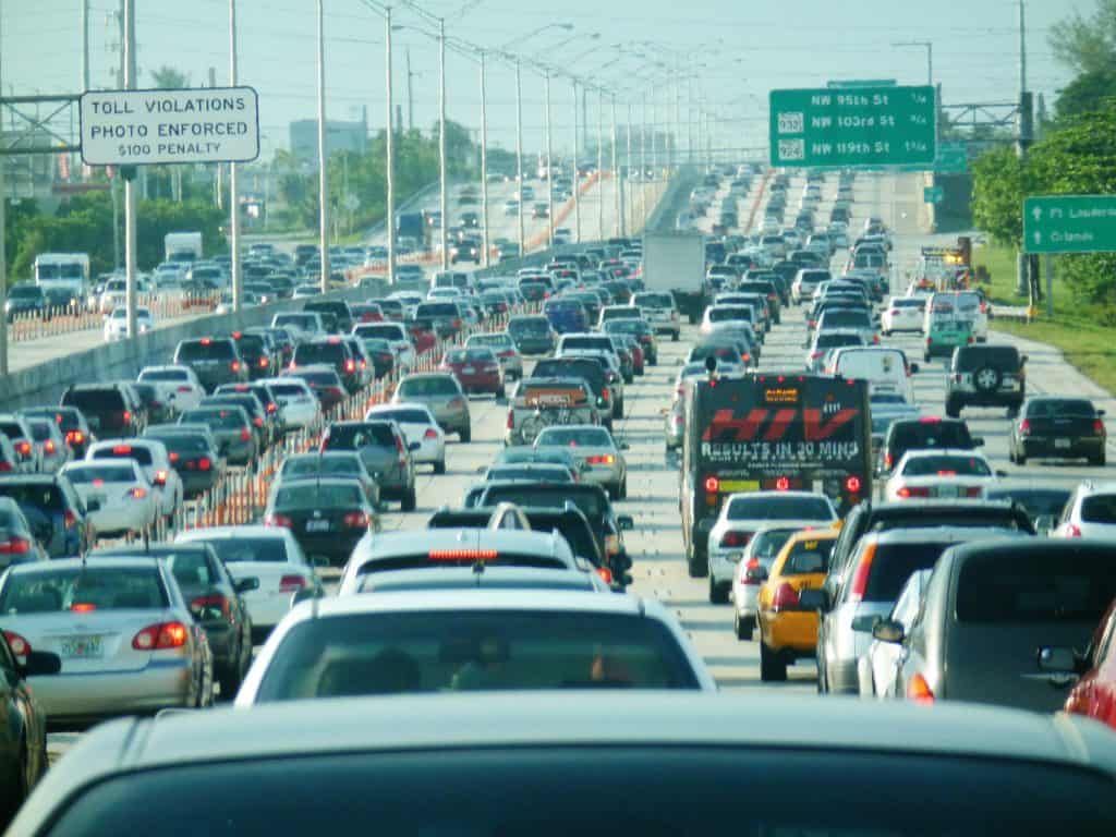 Miami traffic congestion, I-95 North rush hour