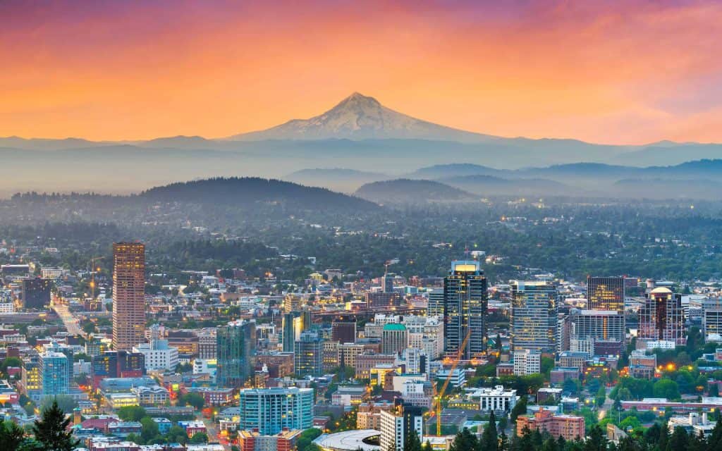 Downtown Portland, Oregon, used as a regional image for Oregon-born Len Sutton