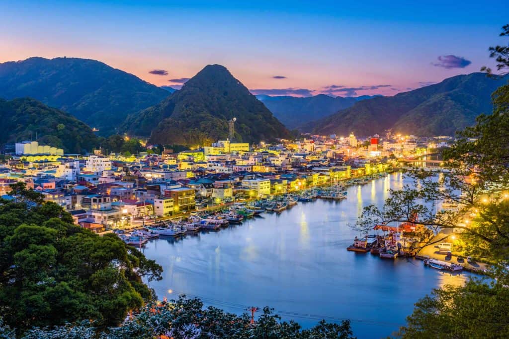 Shimoda, Shizuoka, Japan town skyline at twilight
