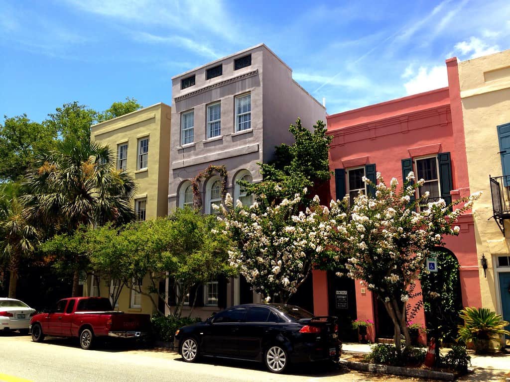 Historic Rainbow Row in Charleston South Carolina