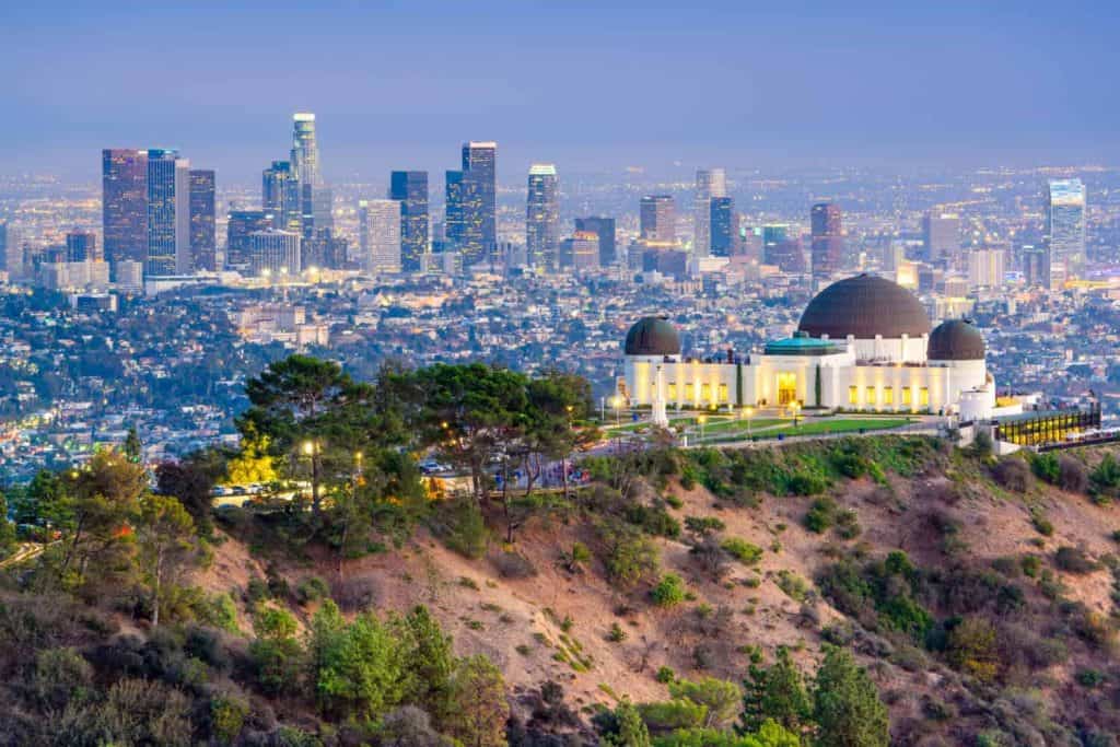 Los Angeles, California, USA downtown skyline from Griffith Park.