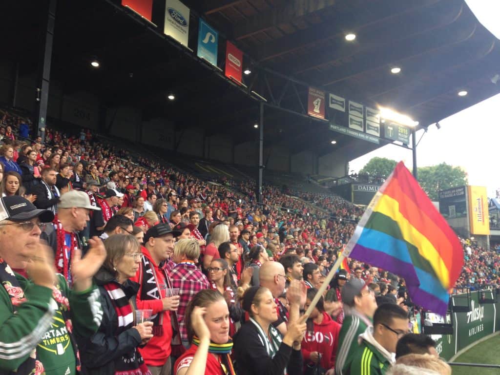 File:LGBT rainbow pride flag at professional soccer game.jpg