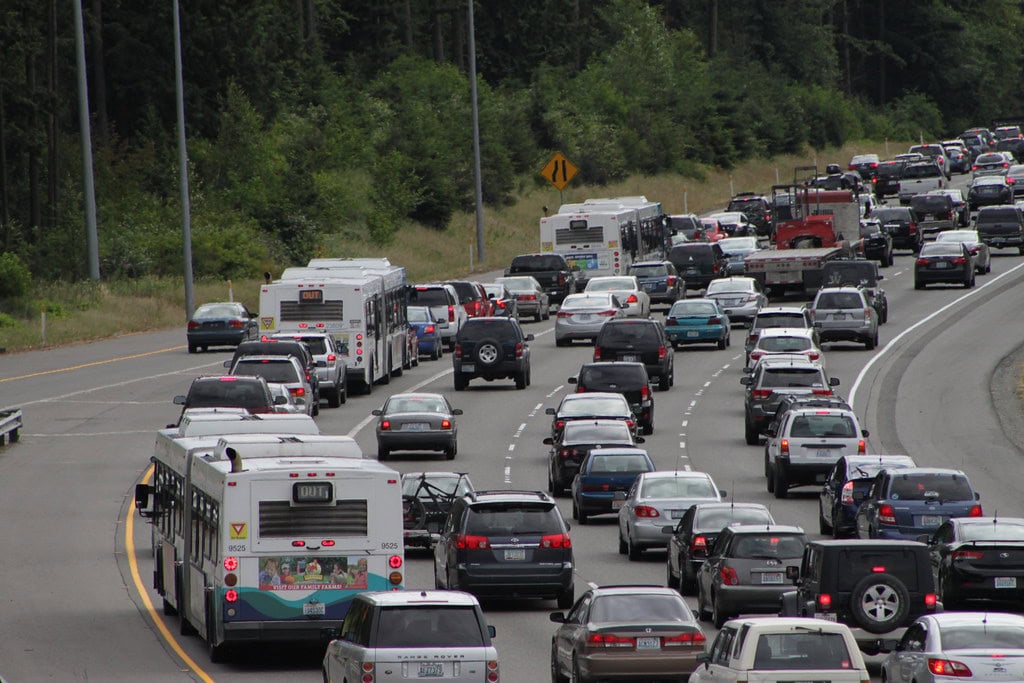 Deadheading buses in I-5 traffic