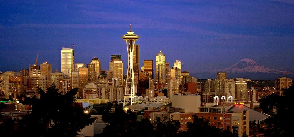 Seattle Center Dusk + Mt. Rainier