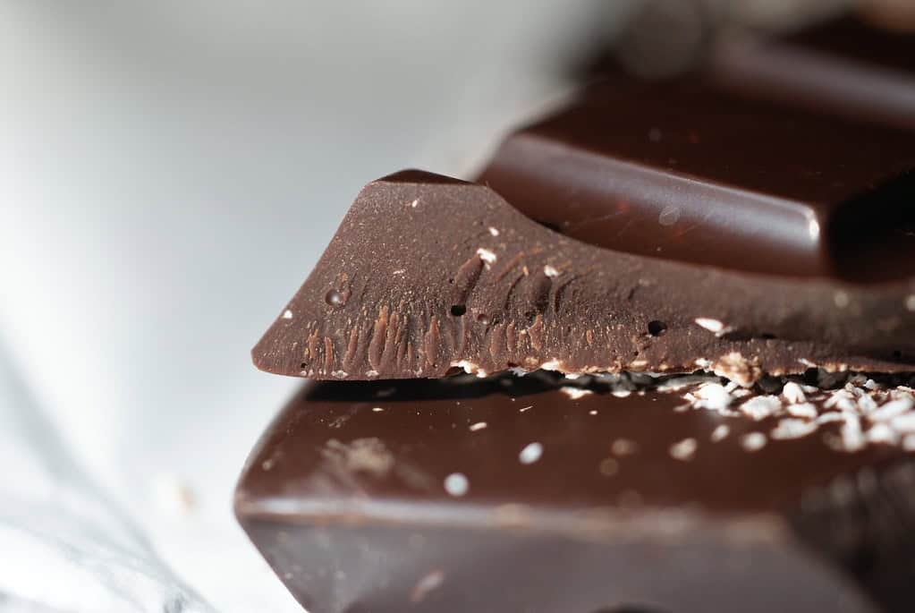 Harvey Nichols Lime & Coconut Dark Chocolate Bar Close Up