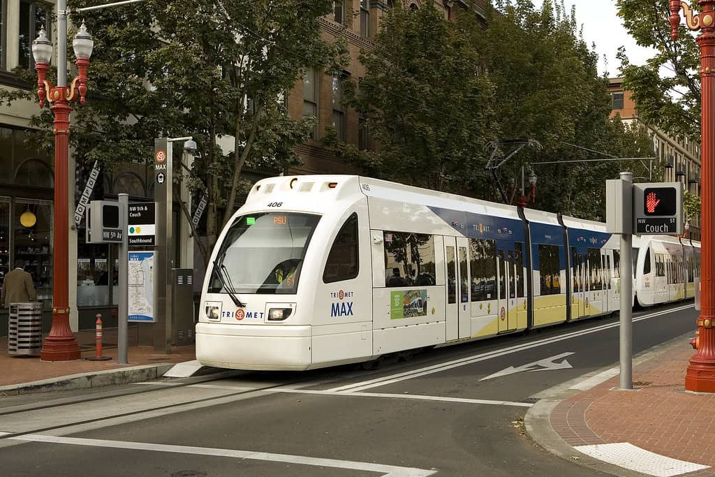 MAX train on Portland Transit Mall