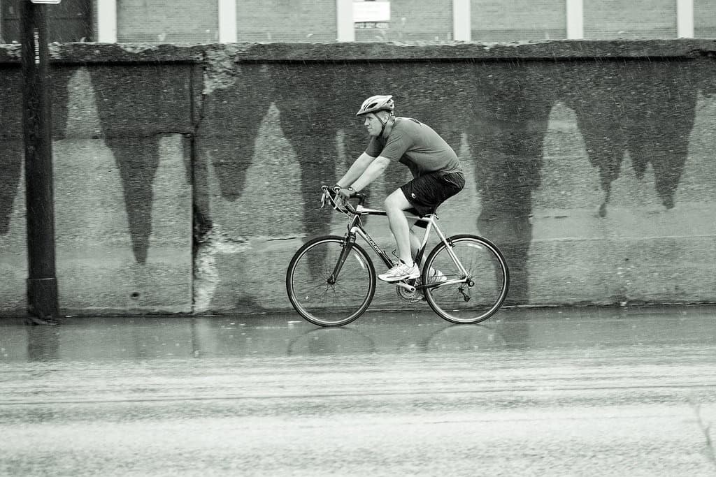 rainy day cyclist