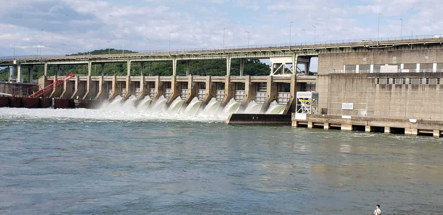 The Chickamauga Dam is a hydroelectric dam on the Tennessee River in Chattanooga