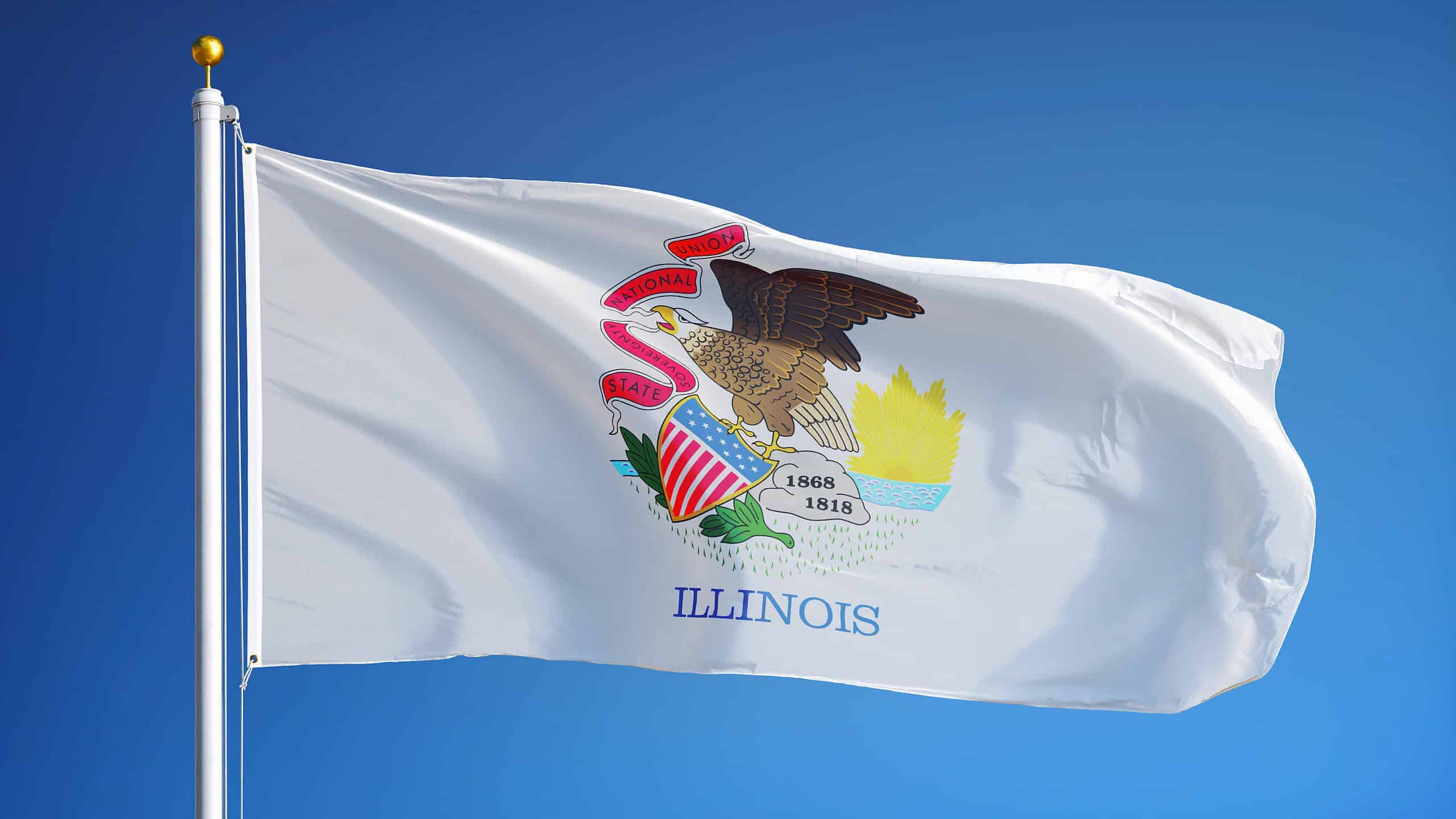 Flag of Illinois waving in the wind
